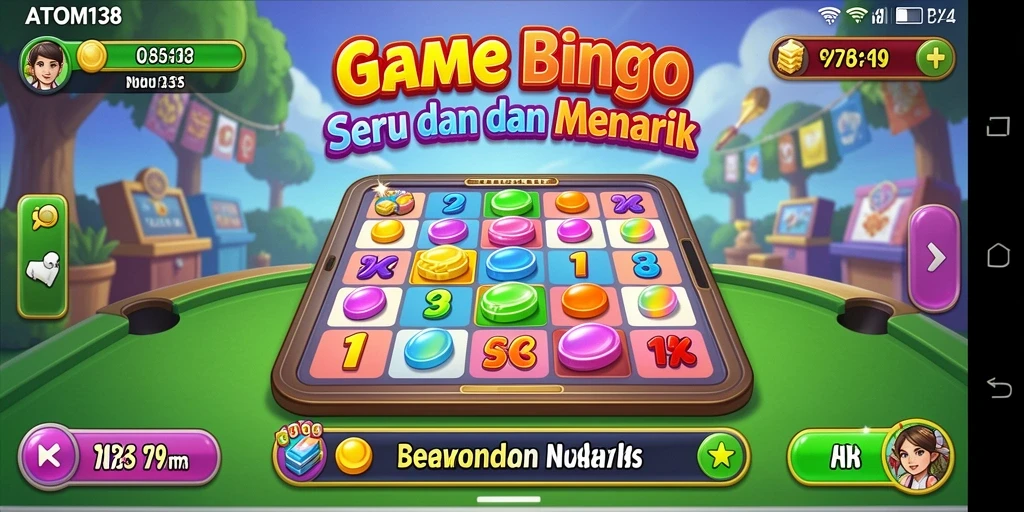 Tampilan permainan Bingo yang seru dan mengasyikkan di ATOM138.