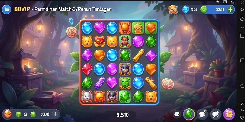 Tangkapan layar menampilkan gameplay seru B8VIP di level Match-3.