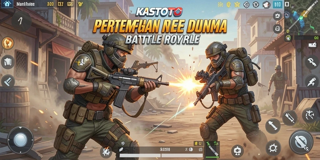 Screenshot utama KASTOTO dengan gameplay Battle Royale yang seru.
