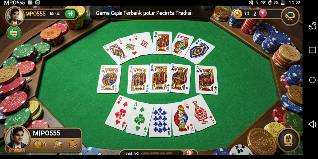Tampilan gameplay seru di MPO555 dengan pemain sedang bertanding Gaple.