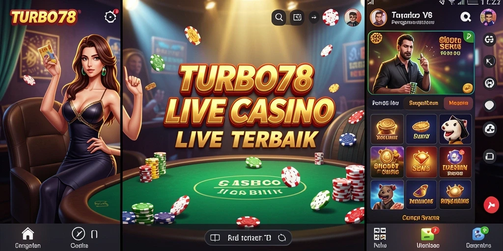 Screenshot TURBO78 menunjukkan dealer profesional dalam aksi permainan Live Casino.